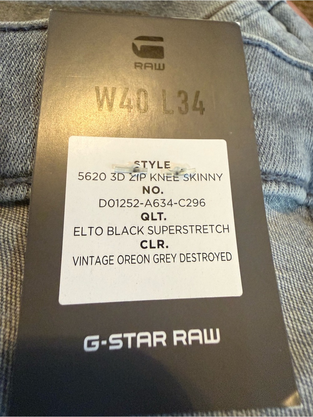 Men’s G Star RAW 5620 3D Zip Knee Skinny jeans gray wash NWT Size 40/34 - Picture 13 of 16